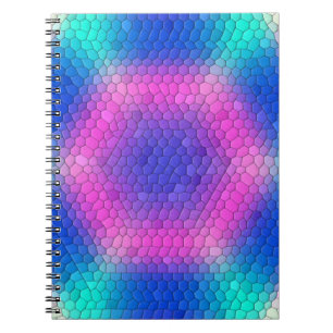 Rosa bis blau-holografische Mermaid-Skala Hexagons Notizblock