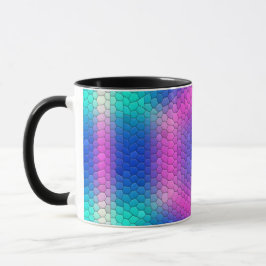 Rosa bis blau-holografische Mermaid-Skala Hexagons Tasse
