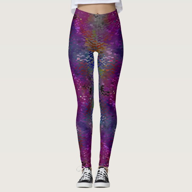 Rosa bis farbenfrohe, schuppige Plaques und motten Leggings (Vorderseite)