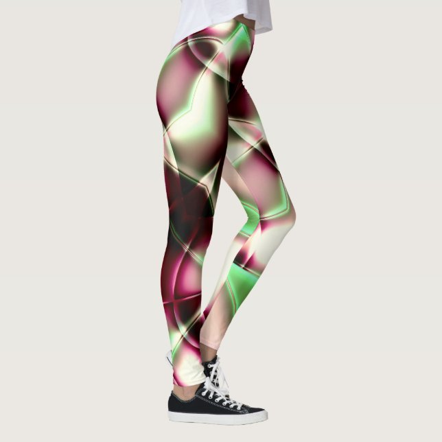 Rosa bis grün in Schneckenform, Sepia Leggings (Rechts)