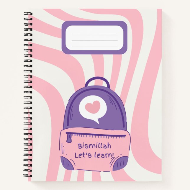 Rosa "Bismillah Lasse's Learn!" Notizbuch (Vorderseite)