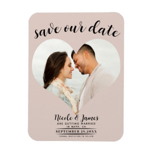 Rosa Bisquit Herz Foto Hochzeit Save the Date Magnet