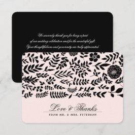 Rosa | Black Floral Vielen Dank für Ihre Hochzeits Einladung