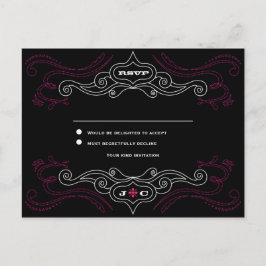 Rosa & Black Rock 'n' Roll Music Themed Wedding Einladungspostkarte