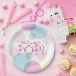 Rosa Bläschen Bereit zum Pop Babydusche Papier Tel Pappteller