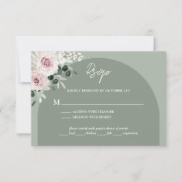 Rosa Bläschen Eukalyptus Sage Grüne Hochzeit RSVP Karte