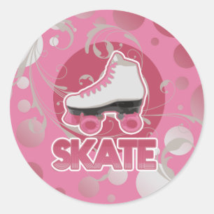 Rosa Blasen-Strudel-Rollen-Skate, Skaten Runder Aufkleber