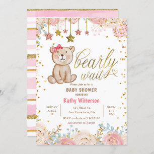 Rosa Bläserbärendusche Einladung