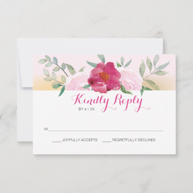 Rosa Bläsereihe Einladende RSVP-Karte RSVP Karte (Vorderseite)