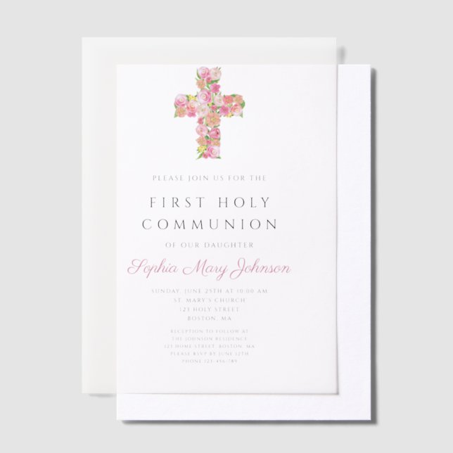 Rosa Bläserkreuz Kirchenmädchen Erste Kommune (Versetzt)