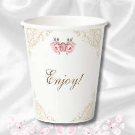 Rosa Bläsermund Vintages Brautparty Pappbecher