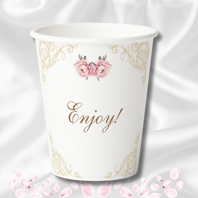 Rosa Bläsermund Vintages Brautparty Pappbecher (Von Creator hochgeladen)