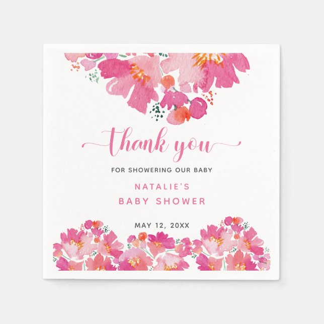 Rosa BläsernBaby-Dusche in Blütenfarbe Serviette (Vorderseite)