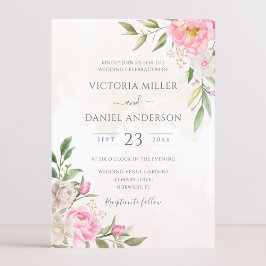 Rosa Bläsernbäume Elegante Hochzeit Einladung