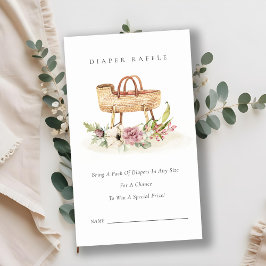 Rosa Bläsernbläser Diaper Raffle Babydusche Begleitkarte