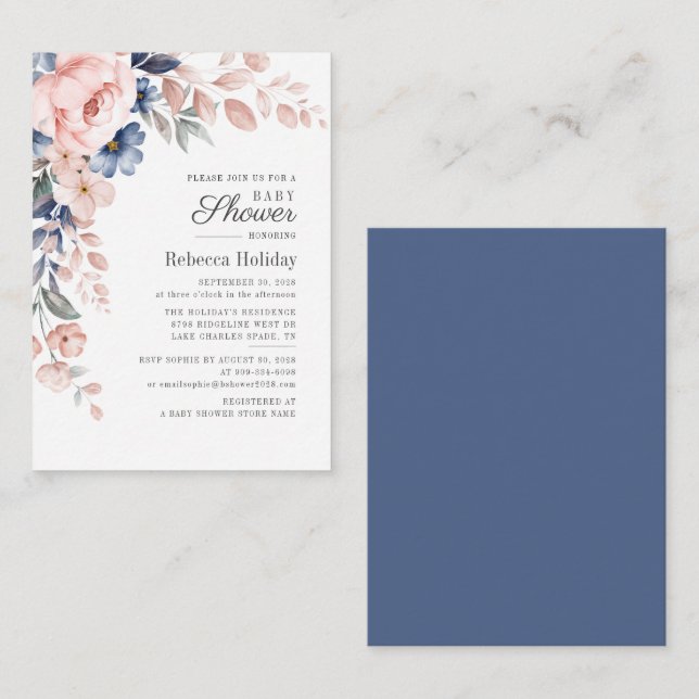 Rosa Bläserndusche Moderne Blüte Mitteilungskarte (Vorne/Hinten)