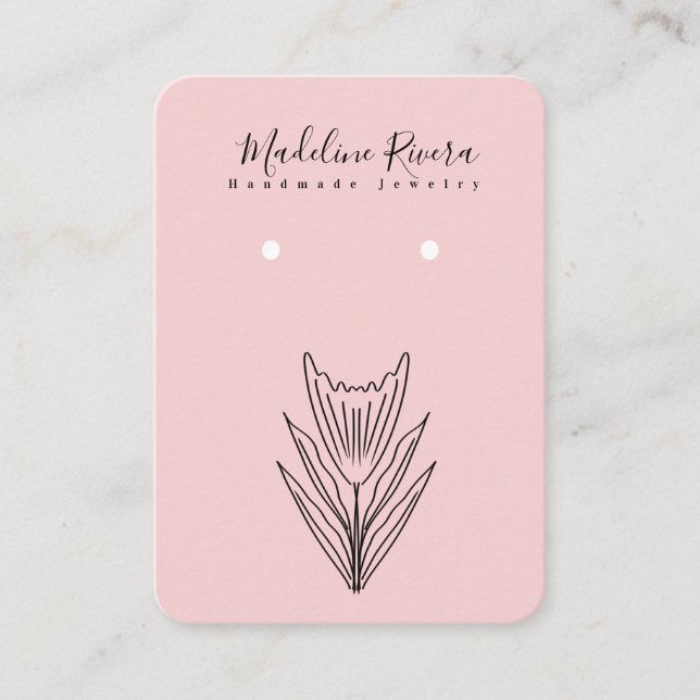 Rosa Bläserne Blume Handmade Earlycard Telefonnummerkarte (Vorderseite)