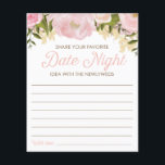 Rosa bläserne, doppelseitige Brautpartys Flyer<br><div class="desc">Erleben Sie das Party mit dieser lustigen DOUBLE-Brautparty-Aktivität! Eine Seite ist die Idee, Ihre Lieblingsdatumsnacht zu teilen - und die andere ist "Einige Ratschläge teilen!". Doppelte den Spaß zum Preis von einem! Matching Menu: https://www.zazzle.com/wedding_menu_bridal_shower_menu_pink_floral-245039215506897611 Matching Gefälligkeitsfilter: https://www.zazzle.com/pink_floral_sticker-217268181705341556 Matching Cups: https://www.zazzle.com/pink_floral_cups-256038535211847264 Matching Napkins: https://www.zazzle.com/pink_floral_napkins-256076261234916909 Besuchen Sie unsere Website für weitere Designs...</div>