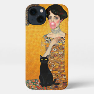 Rosa bläserne Gumminaddin mit schwarzem Kat Gustav iPhone Hülle