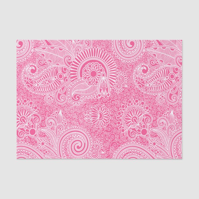Rosa Bläserpaisley auf weißem, veränderlichem Hint Seidenpapier (Vorderseite)
