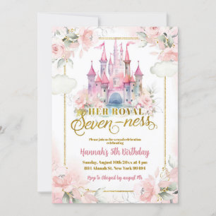 Rosa Bläserprinzessin Königliches Schloss 7. Gebur Einladung