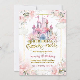 Rosa Bläserprinzessin Königliches Schloss 7. Gebur Einladung
