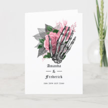 Rosa Bläserskelett Gothic Wedding Program
