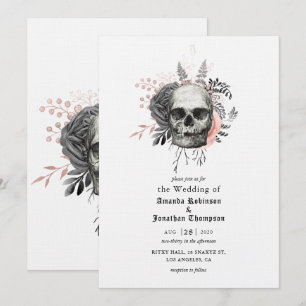 Rosa Bläserskull Halloween Gotische Hochzeit Einladung
