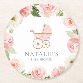 Rosa Bläserspülung Baby Dusche Rundpapier Unterset Runder Pappuntersetzer