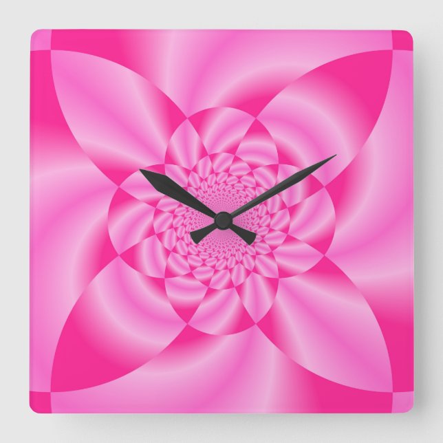 Rosa Blatt-Blumenblatt Quadratische Wanduhr (Vorderseite)