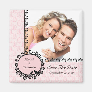Rosa Blatt Love Birds Foto Speichern das Date Magn Magnet