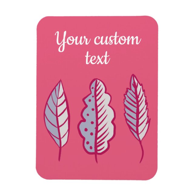 Rosa Blätter Abstrakt dekorative Girly Custom Text Magnet (Vertikal)