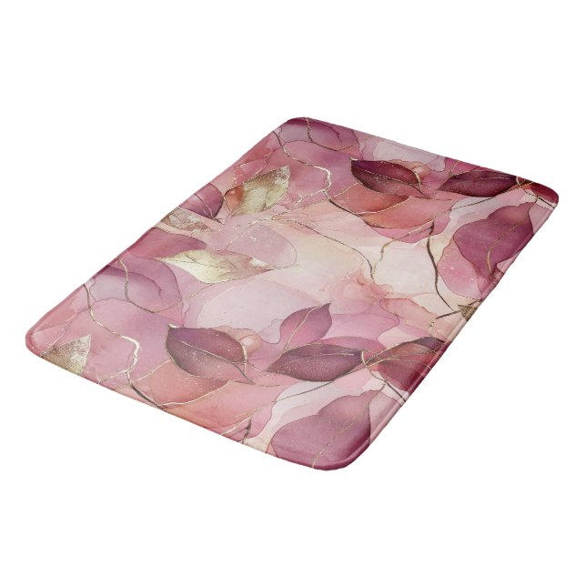 Rosa Blätter Badematte (Schrägansicht)