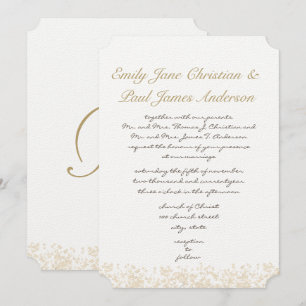 Rosa Blätter Elegante Monogramm Hochzeit Einladung