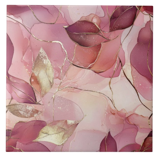 Rosa Blätter Fliese (Vorderseite)