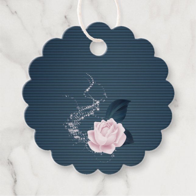 rosa Blätter für Blume und Marine Geschenkanhänger (Vorderseite)