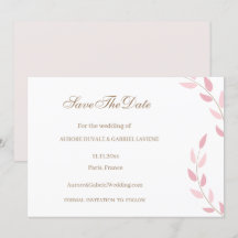 Rosa Blätter Herbst Save the Date Hochzeit