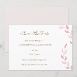 Rosa Blätter Herbst Save the Date Hochzeit Einladung