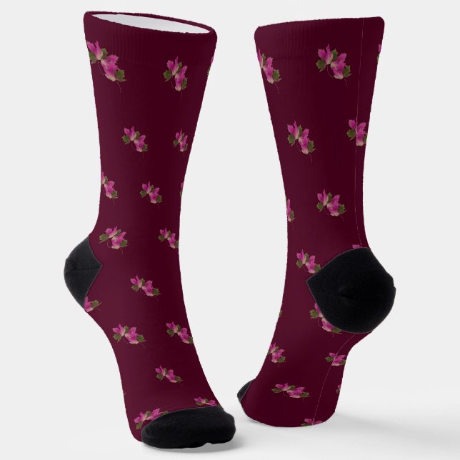 Rosa Blätter Herbst Socken (Gewinkelt)