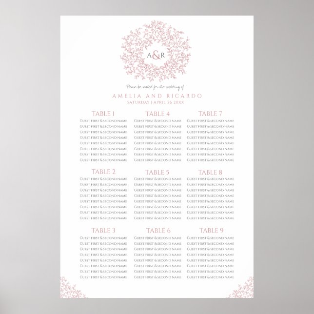 Rosa Blätter im Kreis Hochzeitsplattform Poster (Vorne)
