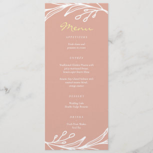 Rosa Blattkranz Chinesische Hochzeit doppeltes Glü Menükarte