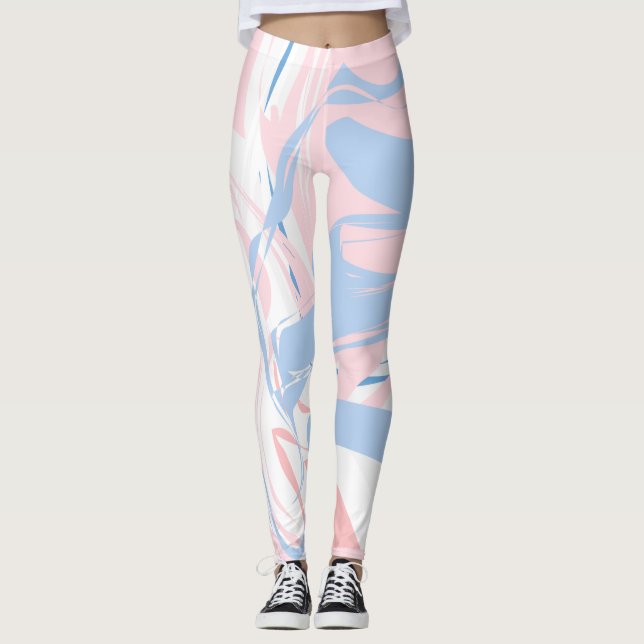 Rosa Blau Abstrakte Leggings wirbeln (Vorderseite)