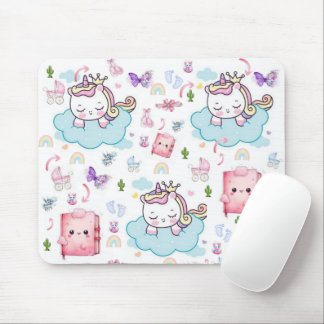 Rosa, Blau Einhorn Regenbogen Katze Mauspad