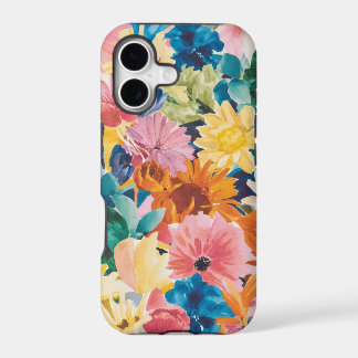 Rosa Blau Gelb Orange Blume Muster
