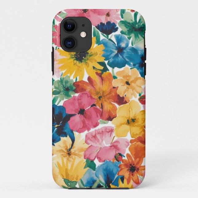 Rosa Blau Gelb Orange Blume Muster Case-Mate iPhone Hülle (Rückseite)