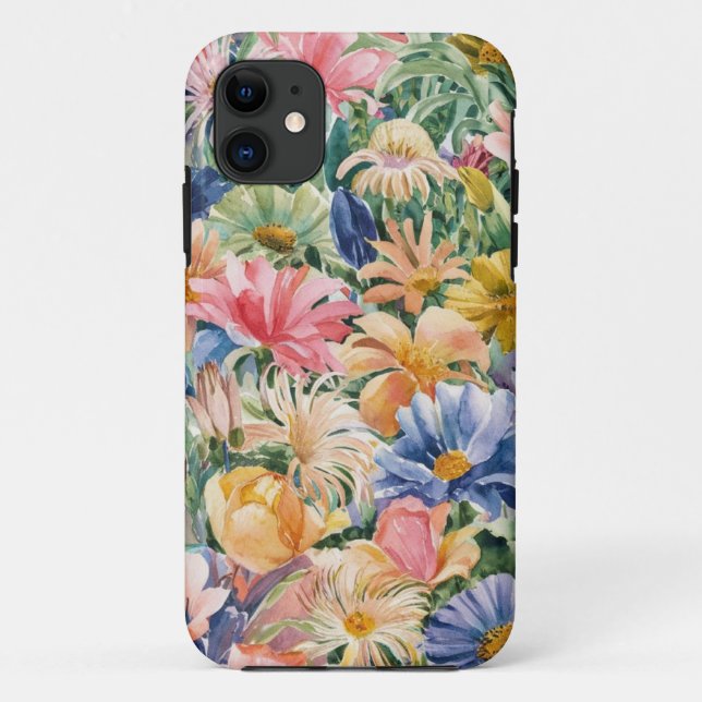 Rosa Blau Gelb Orange Blume Muster Case-Mate iPhone Hülle (Rückseite)