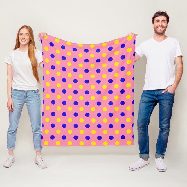Rosa Blau Gelb Punkte Design  Fleecedecke (Beispiel)