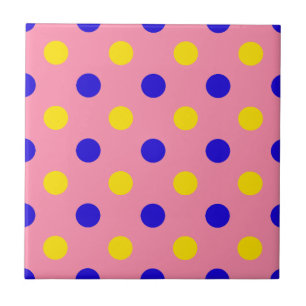 Rosa Blau Gelb Punkte Design Fliese