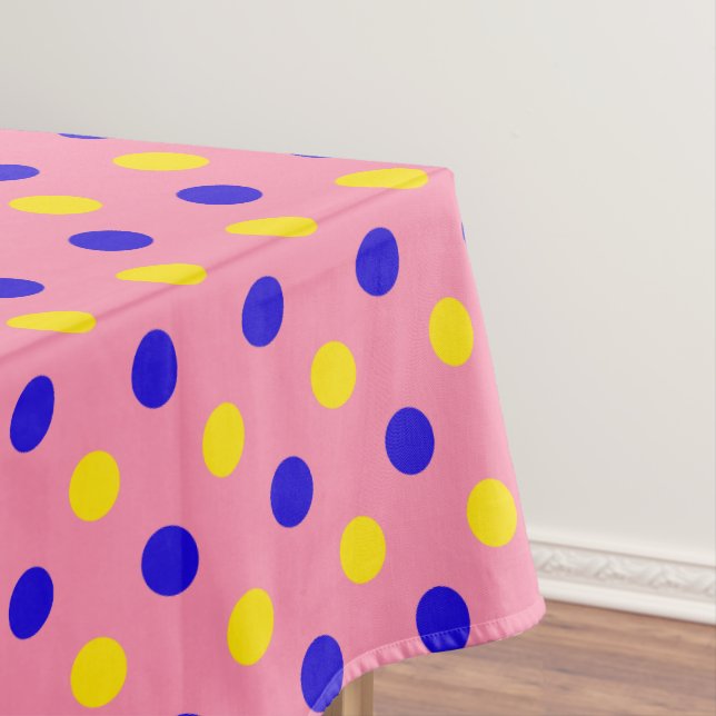 Rosa Blau Gelb Punkte Design  Tischdecke (Beispiel)