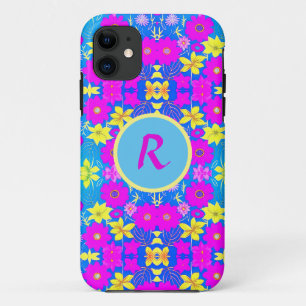 Rosa blau gelbes Blumenmuster Hintergrund hinzufüg Case-Mate iPhone Hülle